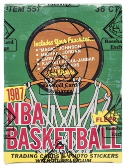1987/88 Fleer Basketball Unopened Wax Box (36 Packs) – BBCE Certified 